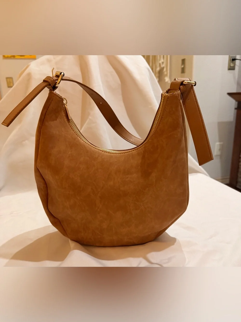 Fourth Studio Camel Faux Leather Shoulder Bag NWOT Adjustable Strap